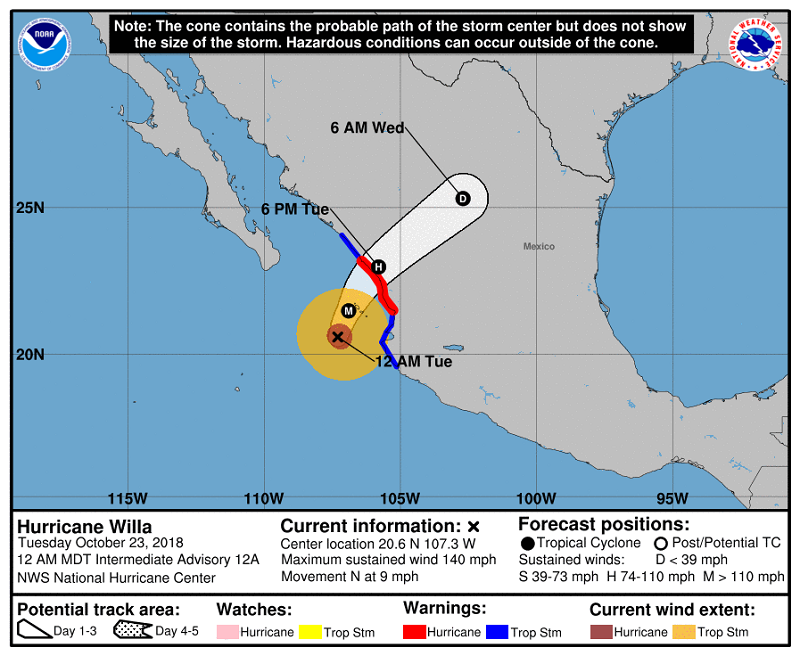 willa060048 5day cone no line and wind ART 96: EL TIEMPO EN MÉXICO: HURACANES, TORMENTAS TROPICALES Y LLUVIAS OCTUBRE 2018